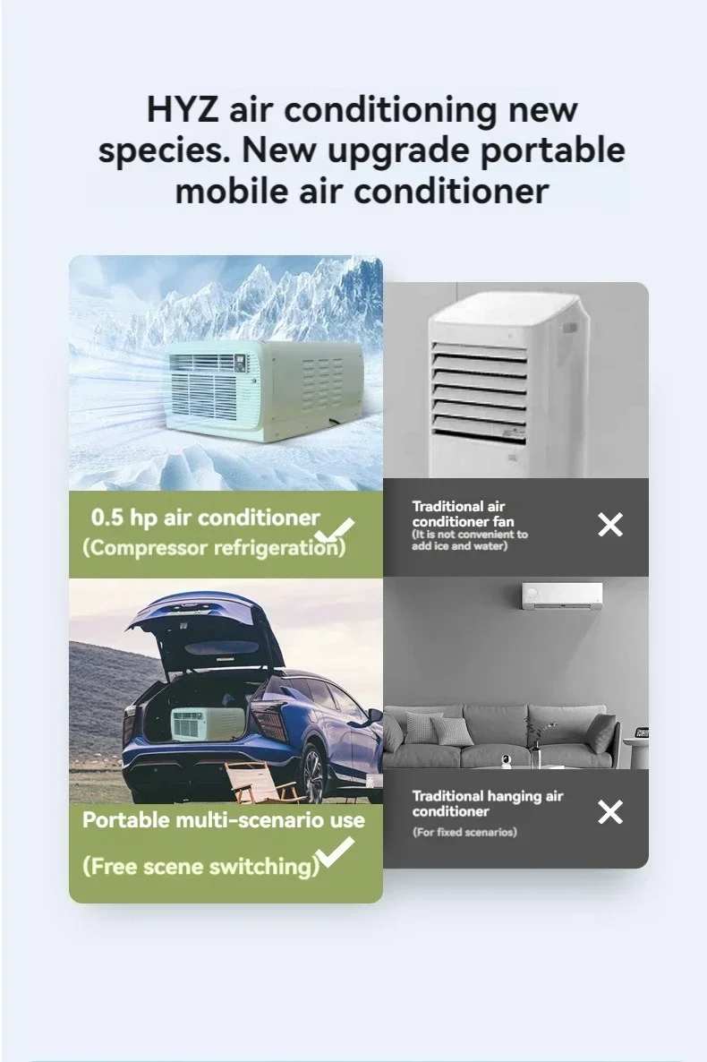 Portable Mobile Air Conditioner Hot Selling Upgrade 650W Refrigeration Outdoor Camping Tent Small Air Conditioner
