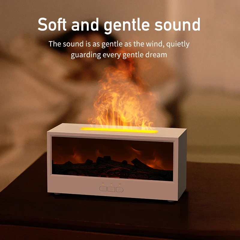 VISSKO Creative Fireplace Air Humidifier Waterless Auto-Off Aroma Essential Oil Diffuser with LED Light Remote Control for Gift
