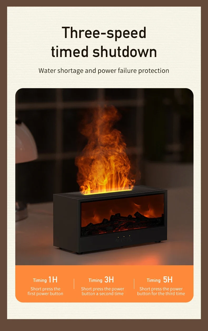 VISSKO Creative Fireplace Air Humidifier Waterless Auto-Off Aroma Essential Oil Diffuser with LED Light Remote Control for Gift