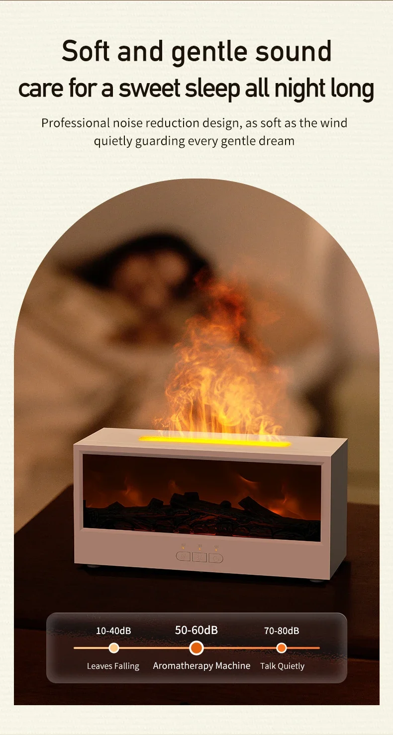 VISSKO Creative Fireplace Air Humidifier Waterless Auto-Off Aroma Essential Oil Diffuser with LED Light Remote Control for Gift