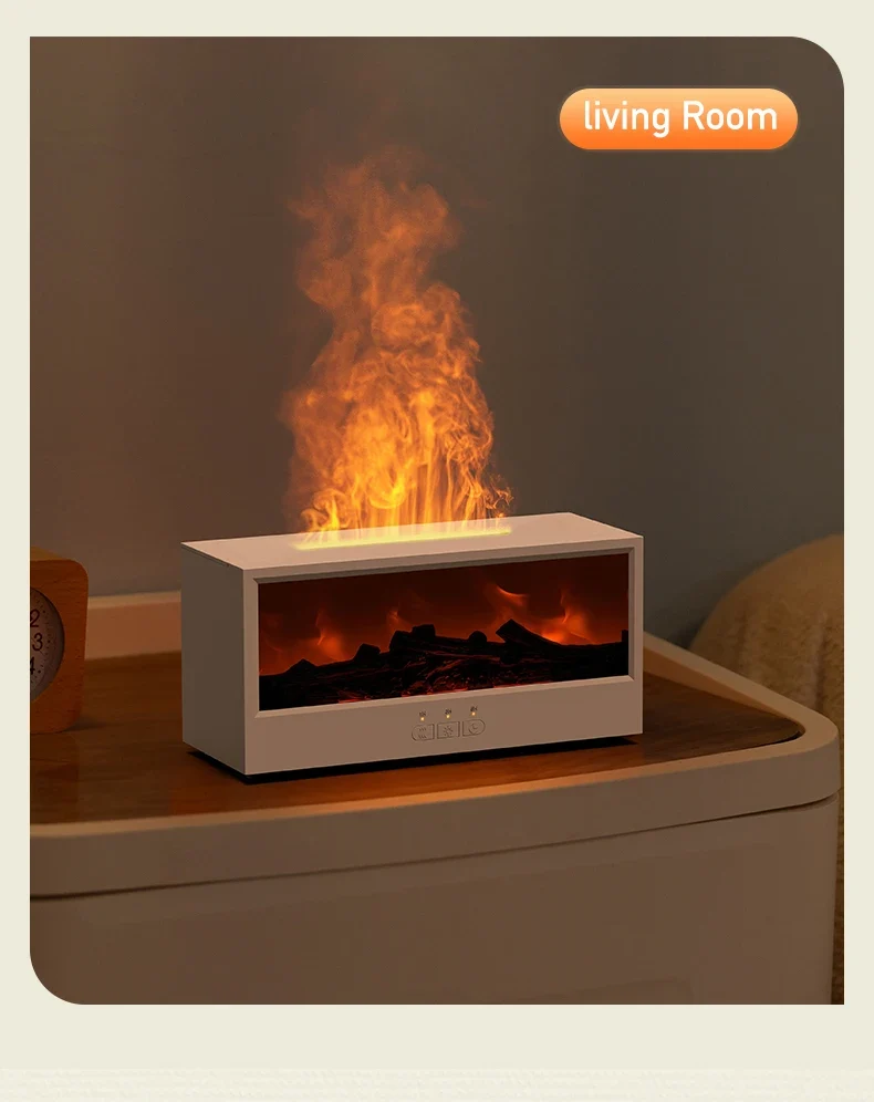 VISSKO Creative Fireplace Air Humidifier Waterless Auto-Off Aroma Essential Oil Diffuser with LED Light Remote Control for Gift