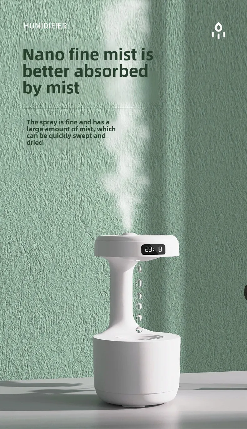 Anti-Gravity Humidifier New Ultrasonic Humidifier with Dual Power-Off Protection Large Capacity Air Humidifierw for Home/Office