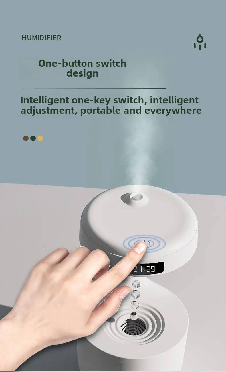 Anti-Gravity Humidifier New Ultrasonic Humidifier with Dual Power-Off Protection Large Capacity Air Humidifierw for Home/Office