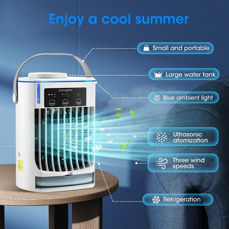 Mini Portable Air Conditioner Fan, Personal Water Cooling Air Cooler Fan, Mobile Small Conditioning Fan for Room Office Cars