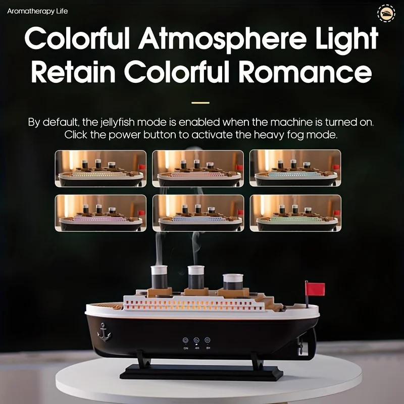 Titanic Ship Model Air Humidifier Home 250ml Remote Control Essential Oil Jellyfish Smoke Ring Spray Aroma Diffuser Humidifiers