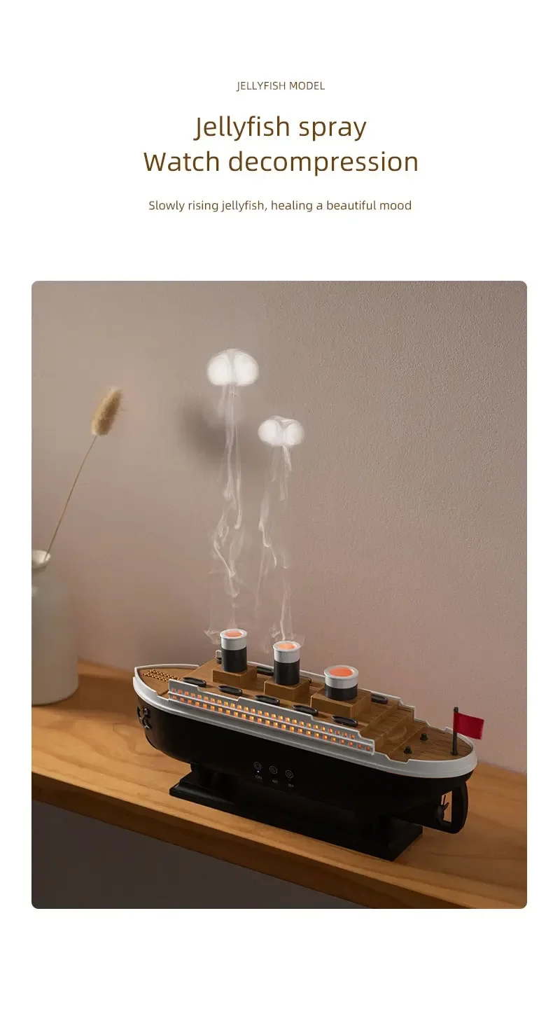 Titanic Ship Model Air Humidifier Home 250ml Remote Control Essential Oil Jellyfish Smoke Ring Spray Aroma Diffuser Humidifiers