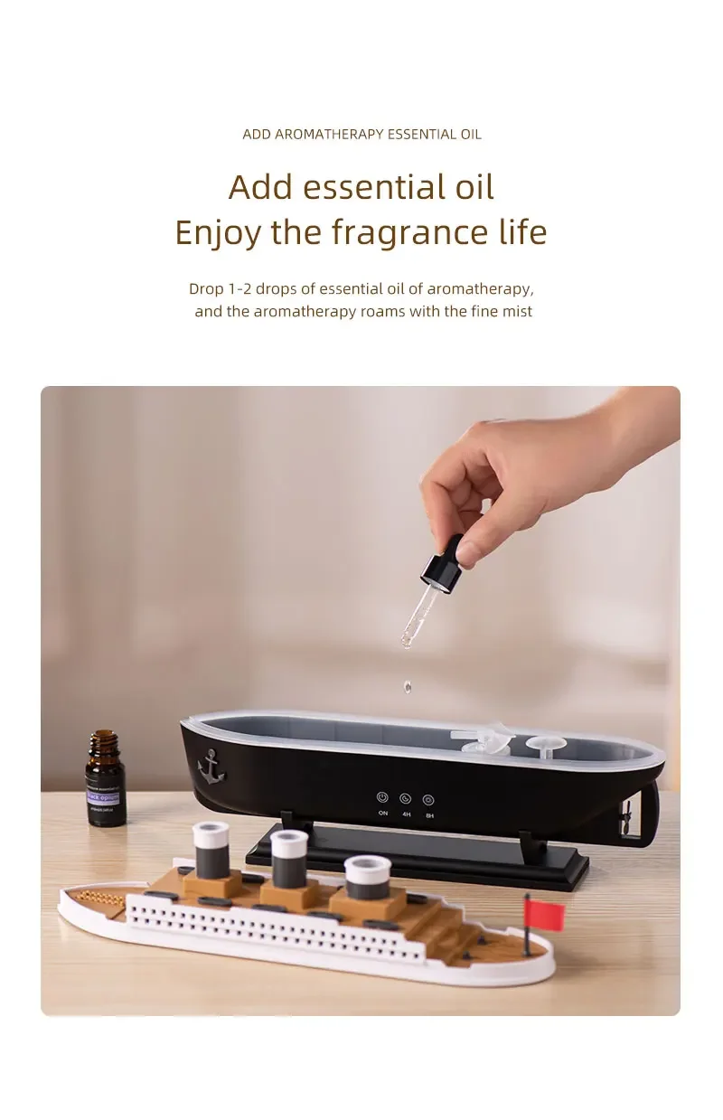 Titanic Ship Model Air Humidifier Home 250ml Remote Control Essential Oil Jellyfish Smoke Ring Spray Aroma Diffuser Humidifiers
