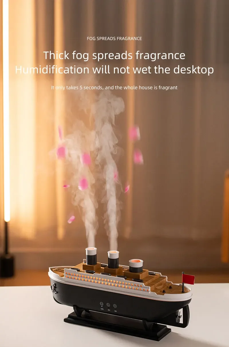 Titanic Ship Model Air Humidifier Home 250ml Remote Control Essential Oil Jellyfish Smoke Ring Spray Aroma Diffuser Humidifiers