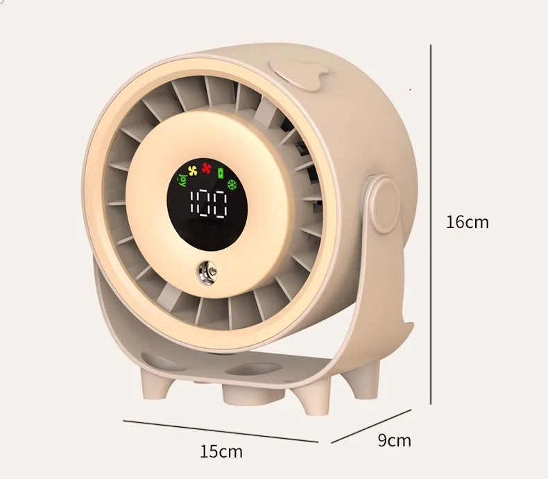 New Misting Fan Humidifying Rapid Cooling Hanging Hole Low Noise Digital Display Button Controlled Speed Fine Absorbable