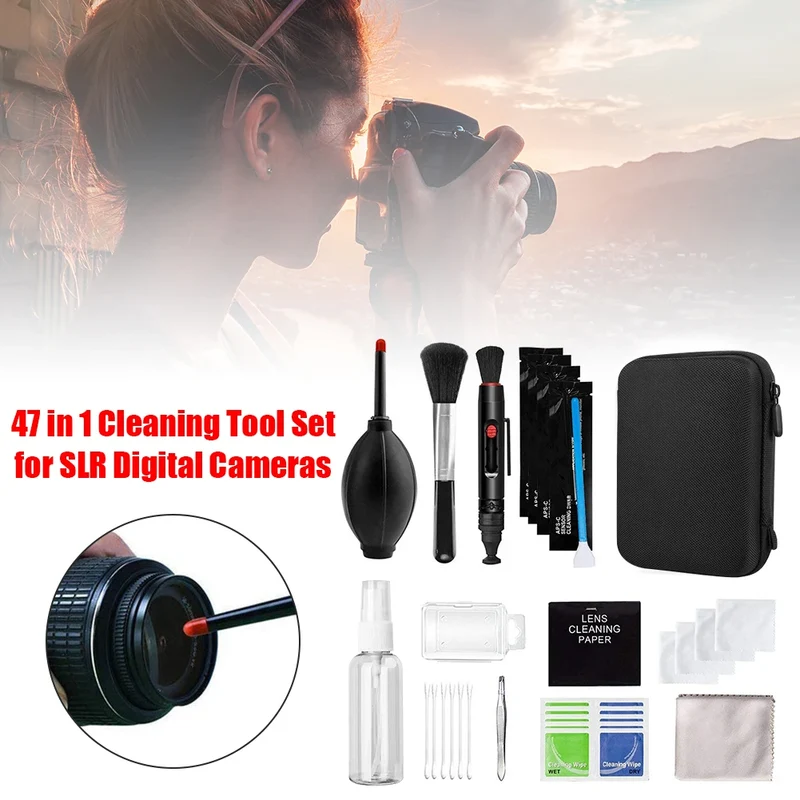 47pcs Camera Cleaner Kit DSLR Lens Digital Camera Sensor Cleaning for Mobile PC