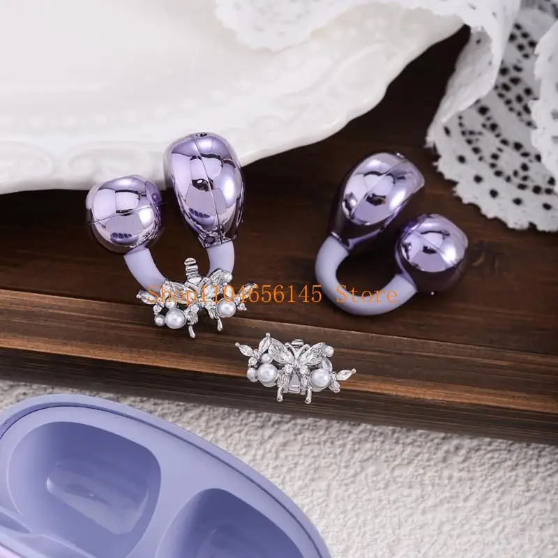 Zirconia Rhinestones Butterfly Earphone Charms AntiSlip Clasps Quick Installation For Multiple Devices
