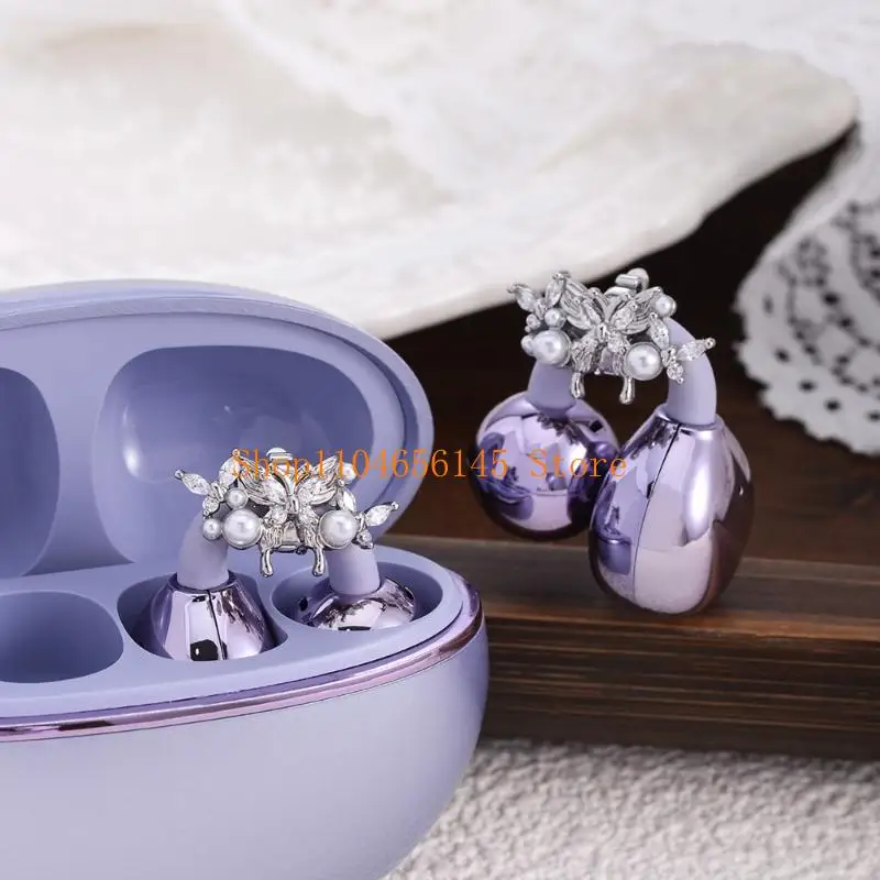 Zirconia Rhinestones Butterfly Earphone Charms AntiSlip Clasps Quick Installation For Multiple Devices