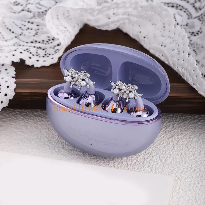 Zirconia Rhinestones Butterfly Earphone Charms AntiSlip Clasps Quick Installation For Multiple Devices