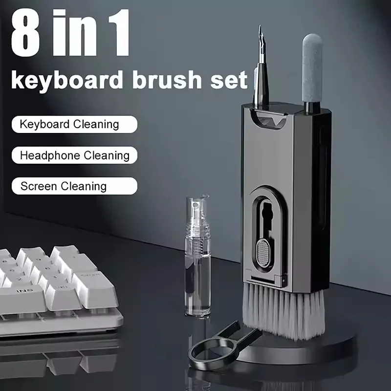 8 In1 Cleaning Kit Computer Keyboard Cleaner Brush Earphones Cleaning Pen For Headset Phone Cleaning Tools Keycap Puller