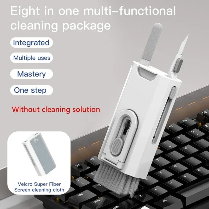 8 In1 Cleaning Kit Computer Keyboard Cleaner Brush Earphones Cleaning Pen For Headset Phone Cleaning Tools Keycap Puller