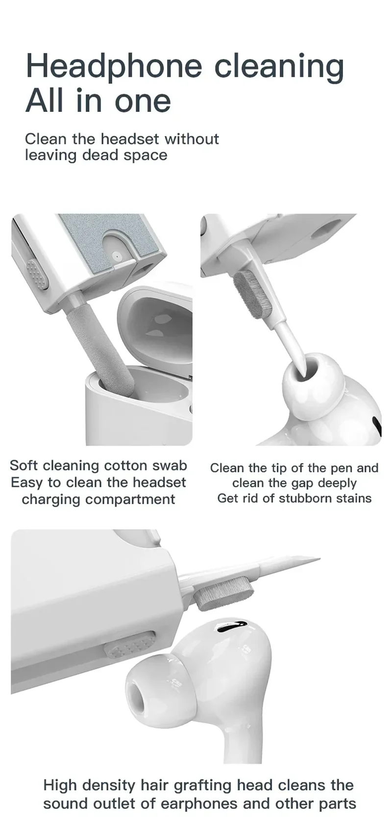 8 In1 Cleaning Kit Computer Keyboard Cleaner Brush Earphones Cleaning Pen For Headset Phone Cleaning Tools Keycap Puller