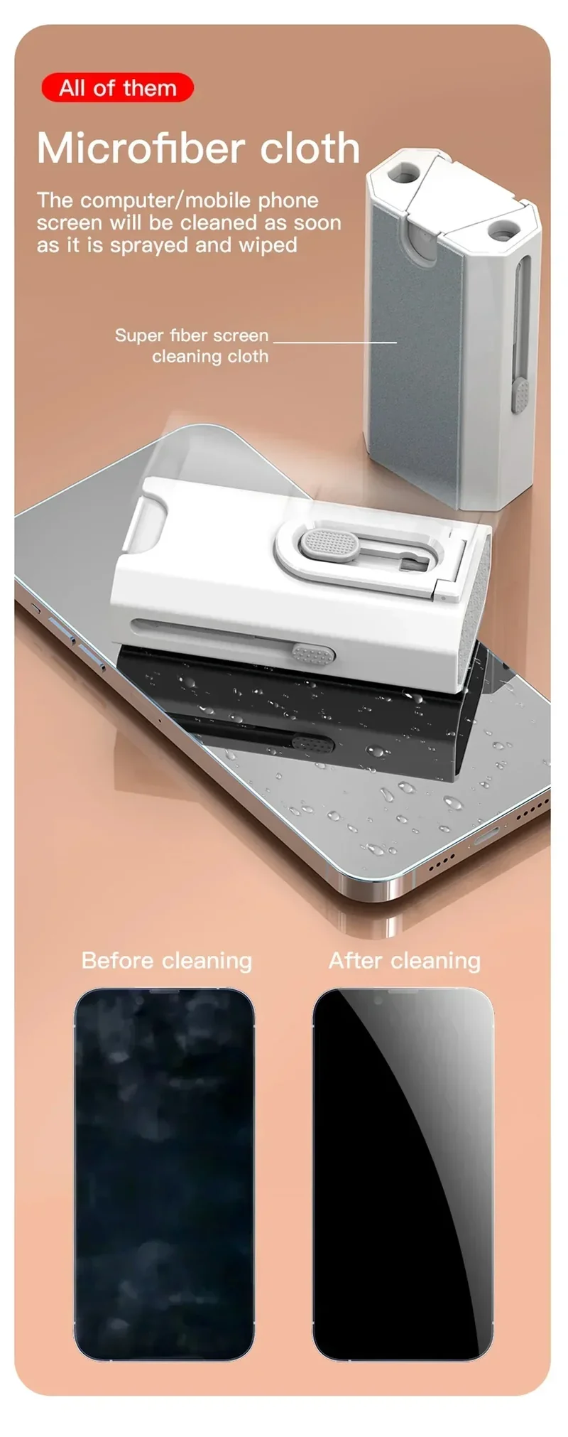 8 In1 Cleaning Kit Computer Keyboard Cleaner Brush Earphones Cleaning Pen For Headset Phone Cleaning Tools Keycap Puller