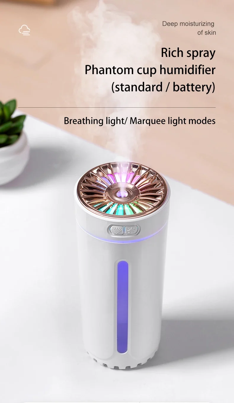 Wireless Car Air Humidifier Portable 300ML or USB Diffuser Mist Maker for Home Bedroom with RGB LED Colorful Lights