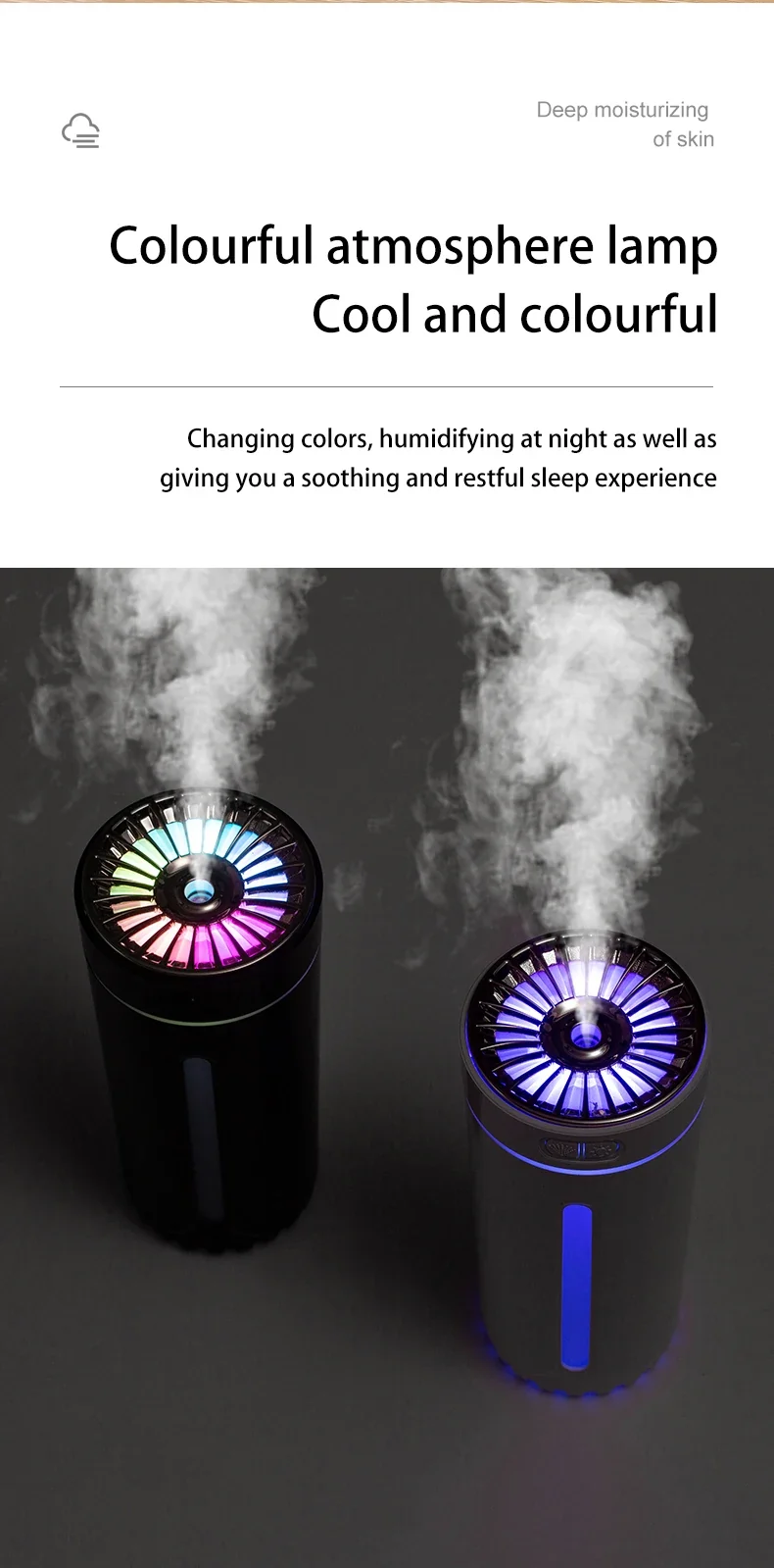 Wireless Car Air Humidifier Portable 300ML or USB Diffuser Mist Maker for Home Bedroom with RGB LED Colorful Lights