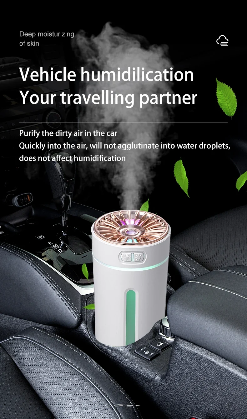 Wireless Car Air Humidifier Portable 300ML or USB Diffuser Mist Maker for Home Bedroom with RGB LED Colorful Lights