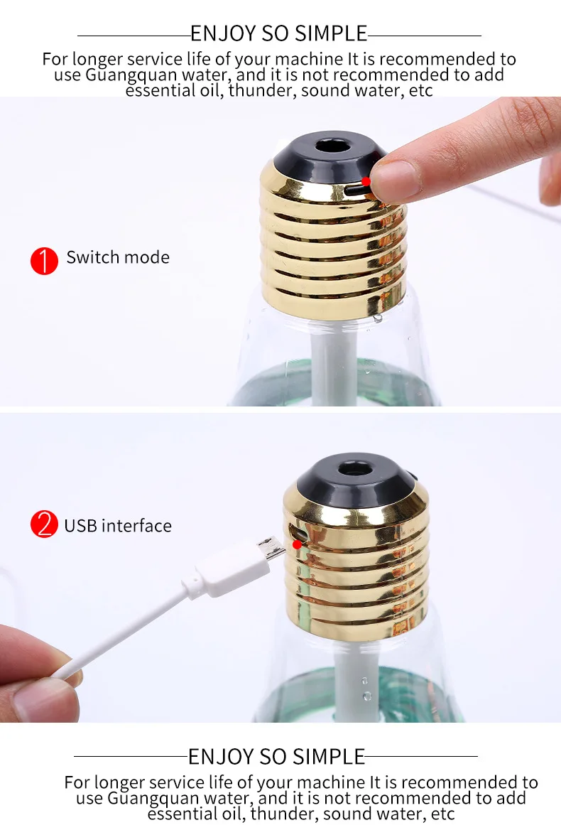 New Small Bulb Humidifier Bedroom Ultra Large Mist Desktop Air Humidifier