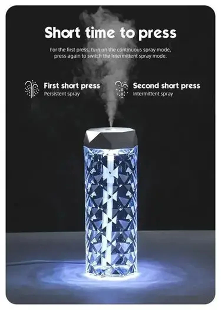 400ml Colorful USB Crystal Humidifier with Aromatherapy and Air Purification for Bedroom and Desktop