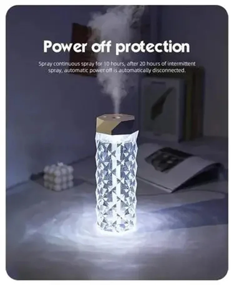 400ml Colorful USB Crystal Humidifier with Aromatherapy and Air Purification for Bedroom and Desktop