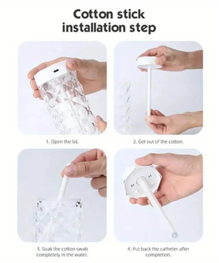 400ml Colorful USB Crystal Humidifier with Aromatherapy and Air Purification for Bedroom and Desktop