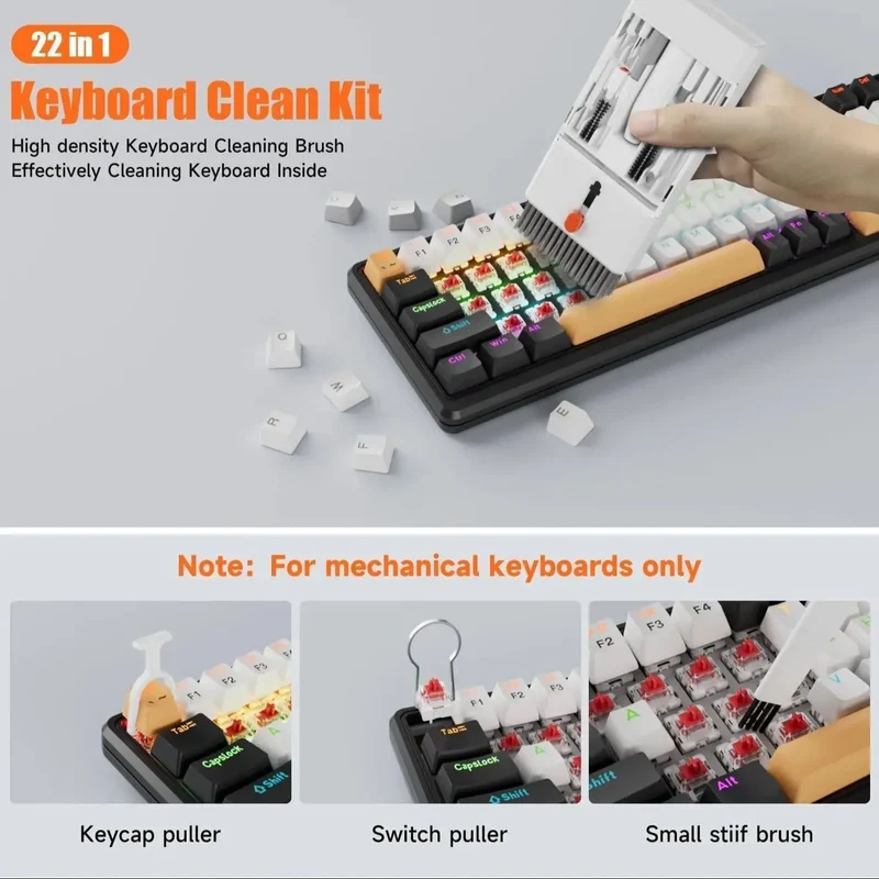 All-in-One Multi-Tool Cleaning Kit for iPhone, AirPods, Android, Earbuds, Keyboard, USB-C Port Dust Removal, with Soft Brushes,