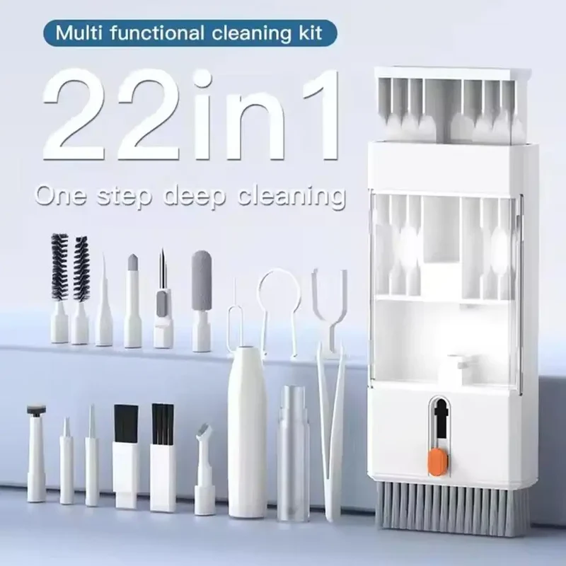 New 22-in-1 Multi-Functional Cleaning Kit 1 Step Deep Clean Set Keyboard Brush Earphone Screen Cleaner Electronics Accessories