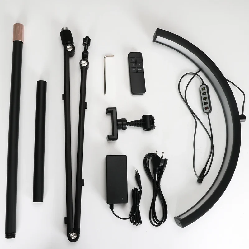 20inch Half Moon Light 36W 3200K-5600K Eyelash LED Floor Light Adjust Angle Eyelash Extension Lamp for Beauty Skincare Eyebrows
