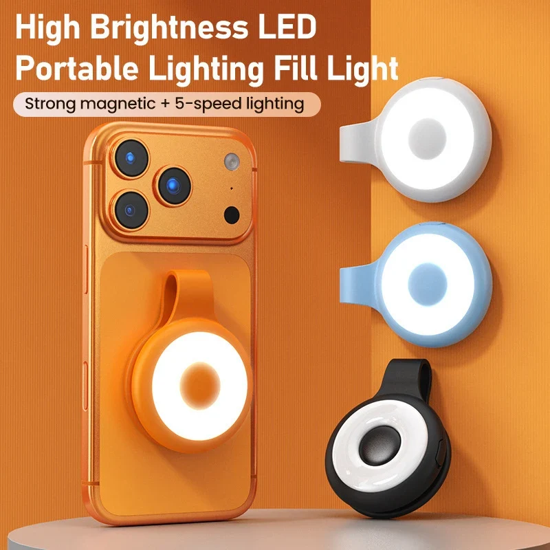 Portable Magnetic Phone Video Light 3 Color Temperature LED Fill Light with Clip for Vlog Live Stream Photography