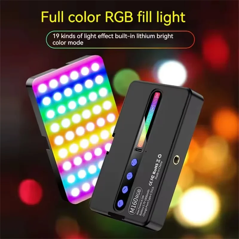 COOL DIER 2026 New RGB Light LED Video Light Photography Fill Camera Lighting LCD Display Cold Shoe For Vlog Live Streaming DSLR