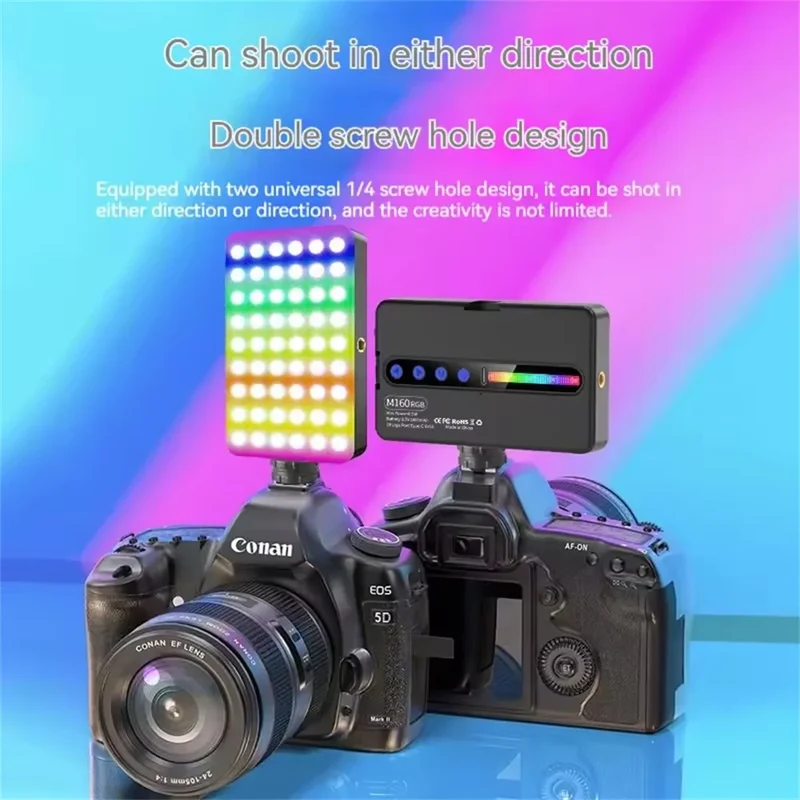 COOL DIER 2026 New RGB Light LED Video Light Photography Fill Camera Lighting LCD Display Cold Shoe For Vlog Live Streaming DSLR