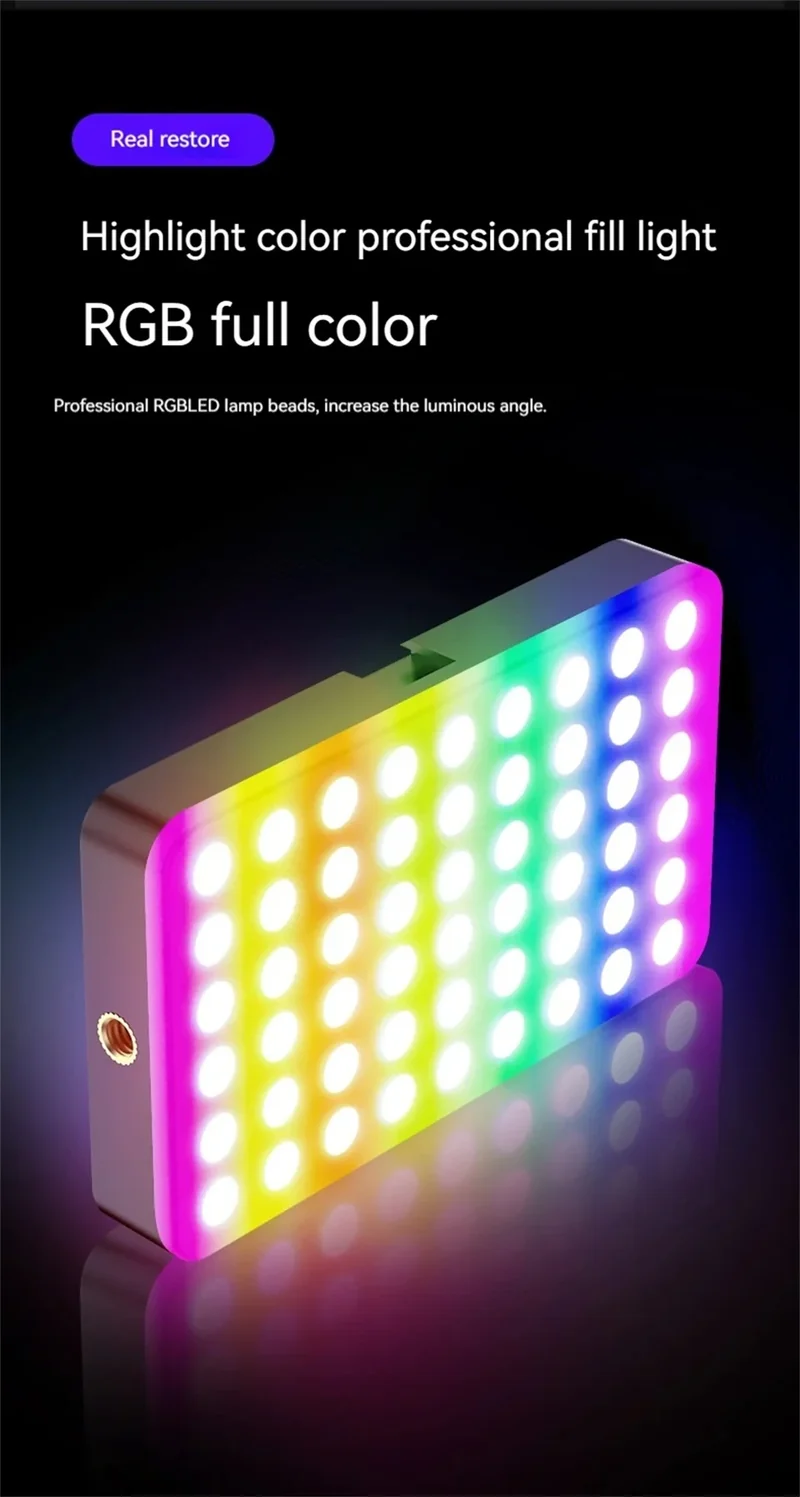 COOL DIER 2026 New RGB Light LED Video Light Photography Fill Camera Lighting LCD Display Cold Shoe For Vlog Live Streaming DSLR