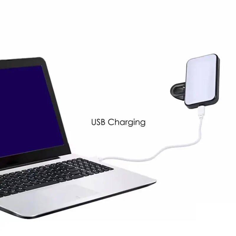 Portable LED Selfie Fill Light Rechargeable 3 Modes Adjustable Brightness Clip On For Phone Laptop Tablet Meeting Make Up Work