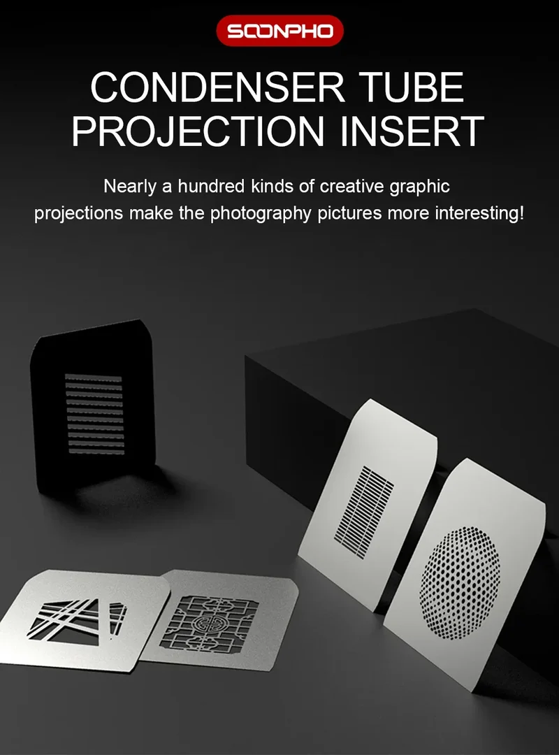 SOONPHO Conical Snoots Graphic Cards for OT1 OT1PRO Projection Film DIY Shape Insert Photography Background Match Godox Lights