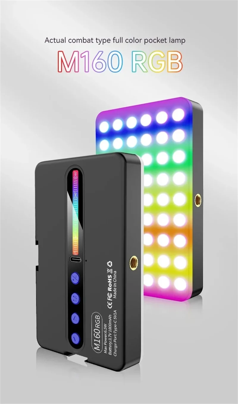 FANGTUOSI NEW RGB Video Light With Display Screen Mini Fill Camera Light Selfie Lighting Rechargeable Dimmable Hot shoe mouth