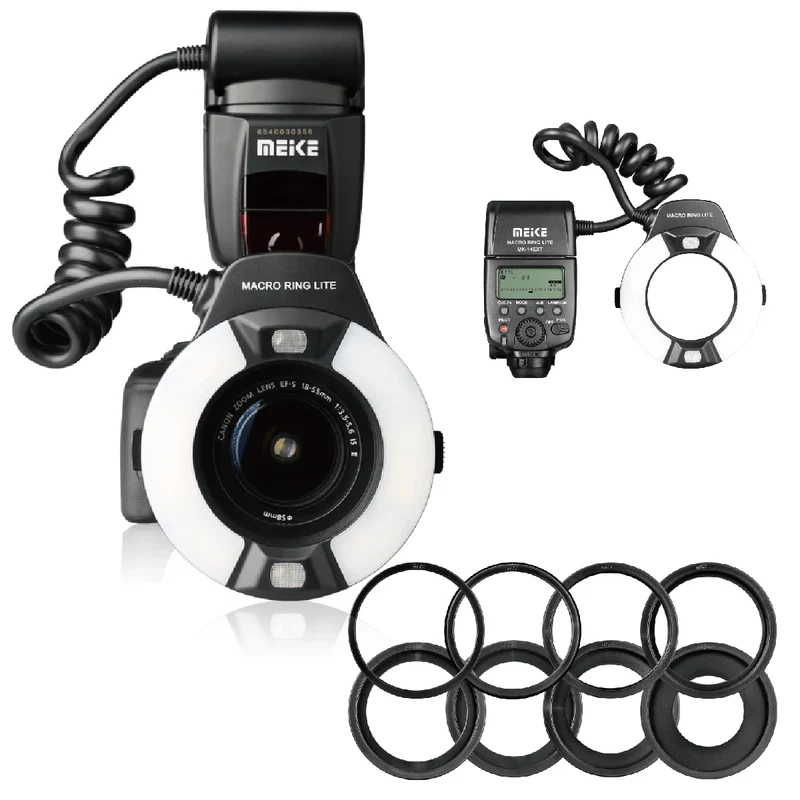 Meike MK-14EXT i-TTL Macro Ring Light Flash for Nikon D5600 D5200 D5100 D5000 D3200 D3100 D90 D750 D600 with LED AF Assist Lamp
