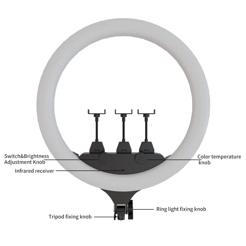 SH Ring Light 18inch Kit 36W 6500K Professional LED Control Stand Phone Holder Tube Bag for Tattoo Lash Extension Barber Light