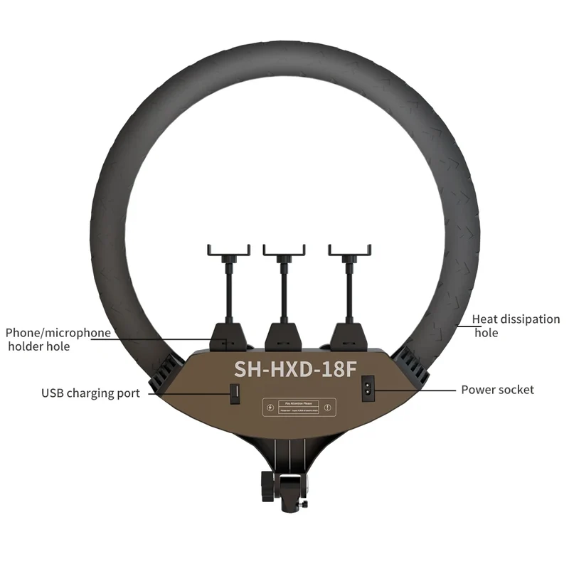 SH Ring Light 18inch Kit 36W 6500K Professional LED Control Stand Phone Holder Tube Bag for Tattoo Lash Extension Barber Light