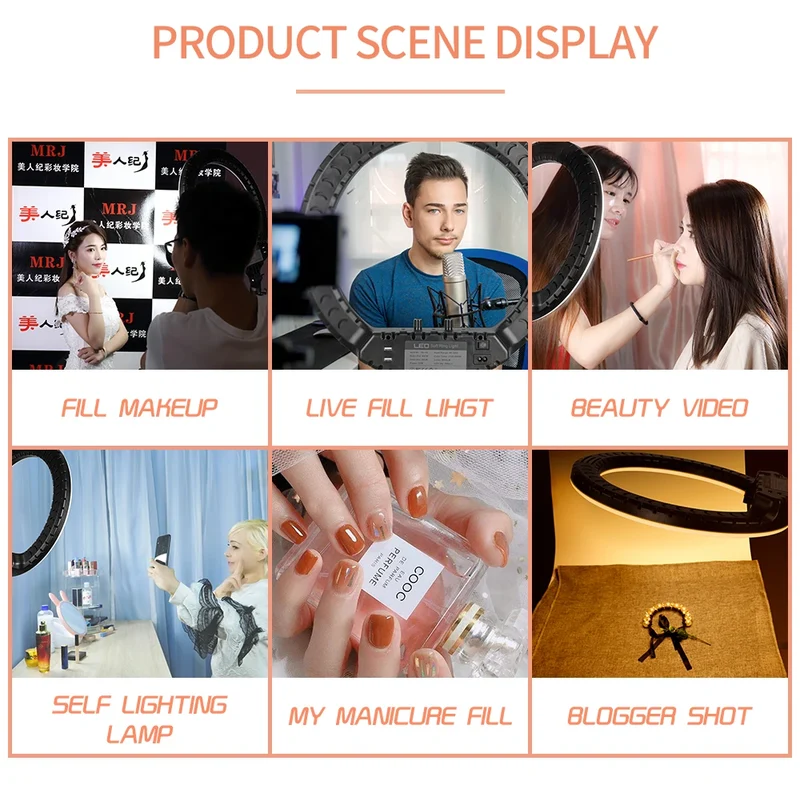 SH Ring Light 18inch Kit 36W 6500K Professional LED Control Stand Phone Holder Tube Bag for Tattoo Lash Extension Barber Light