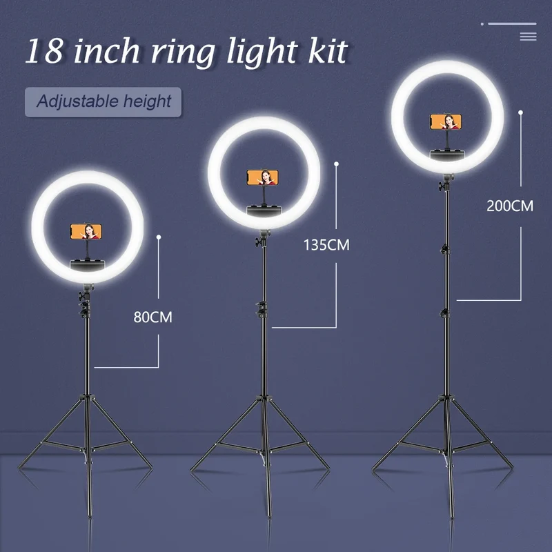 SH Ring Light 18inch Kit 36W 6500K Professional LED Control Stand Phone Holder Tube Bag for Tattoo Lash Extension Barber Light