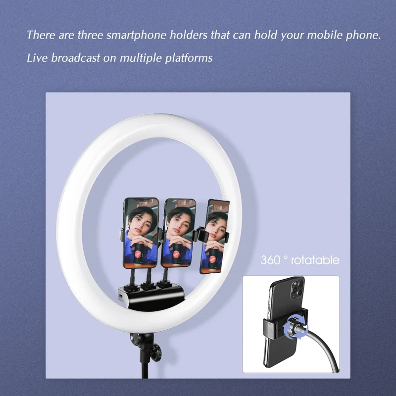 SH Ring Light 18inch Kit 36W 6500K Professional LED Control Stand Phone Holder Tube Bag for Tattoo Lash Extension Barber Light