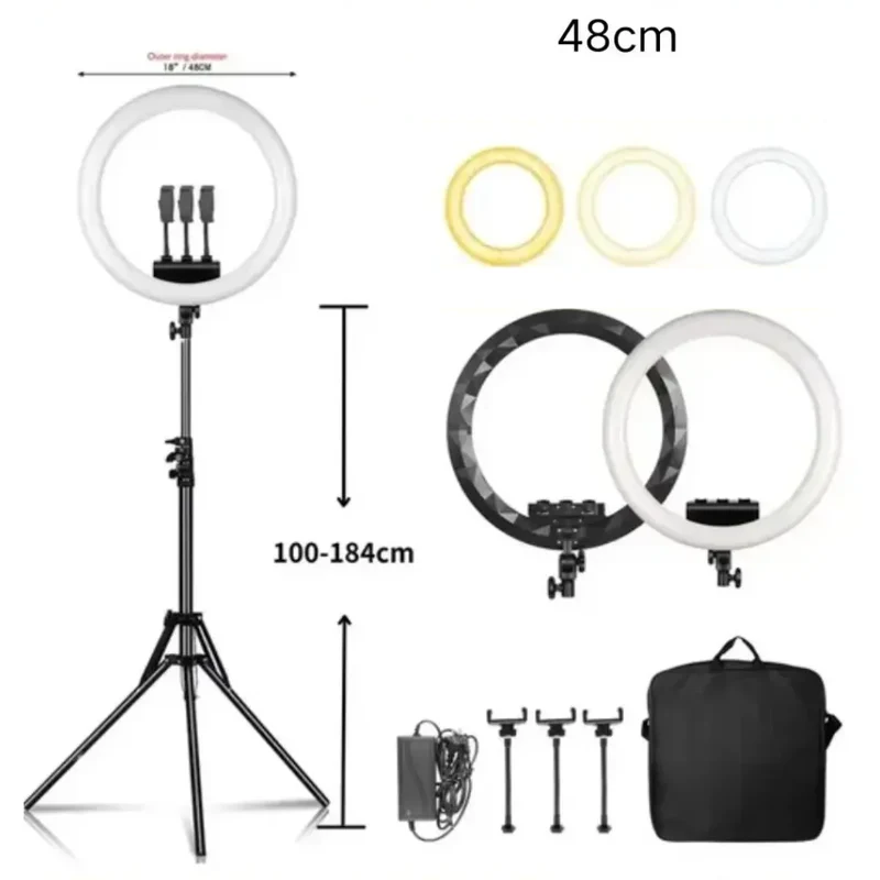 SH Ring Light 18inch Kit 36W 6500K Professional LED Control Stand Phone Holder Tube Bag for Tattoo Lash Extension Barber Light