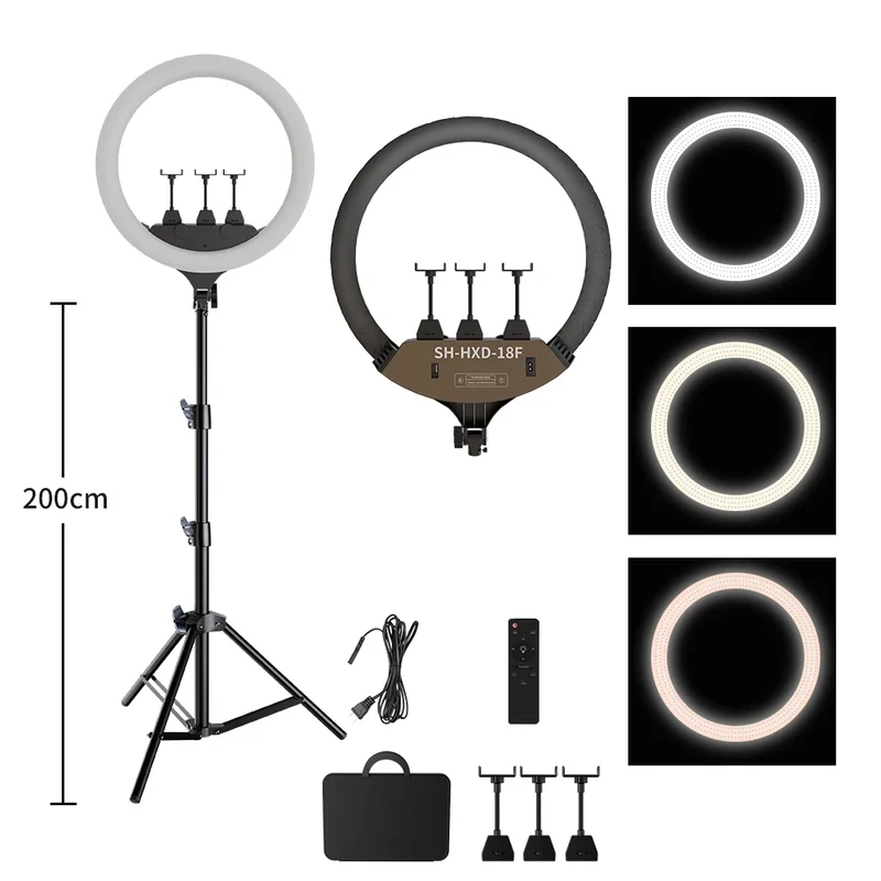 SH Ring Light 18inch Kit 36W 6500K Professional LED Control Stand Phone Holder Tube Bag for Tattoo Lash Extension Barber Light