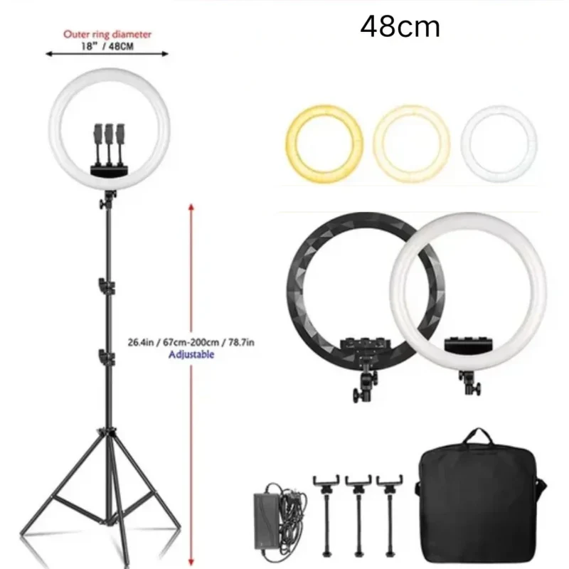 SH Ring Light 18inch Kit 36W 6500K Professional LED Control Stand Phone Holder Tube Bag for Tattoo Lash Extension Barber Light