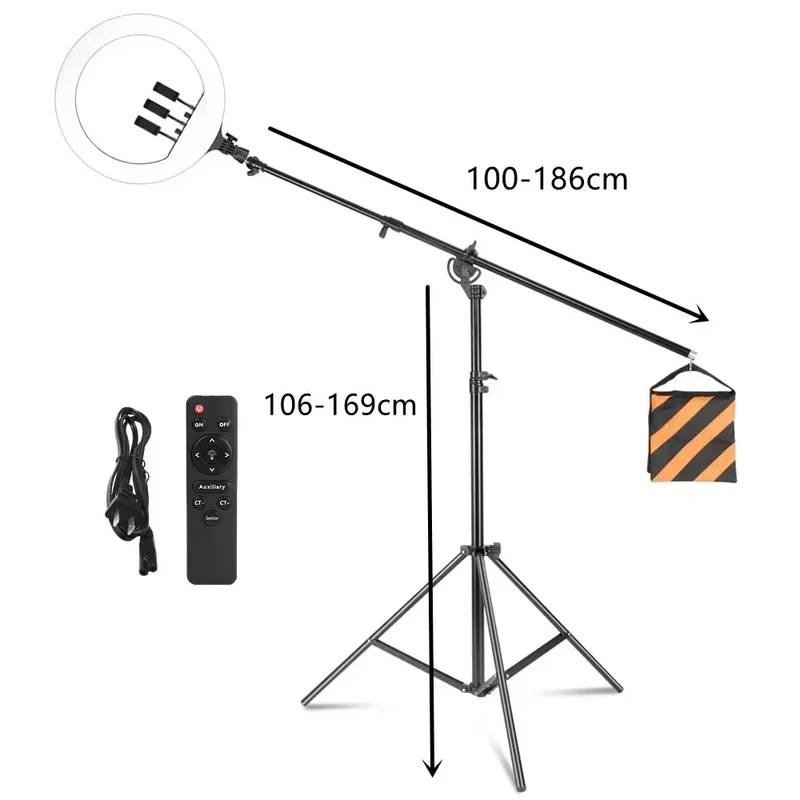 SH Ring Light 18inch Kit 36W 6500K Professional LED Control Stand Phone Holder Tube Bag for Tattoo Lash Extension Barber Light
