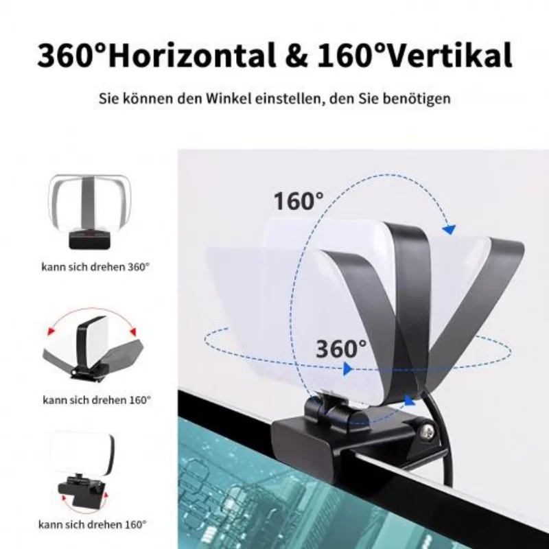 2026 Video Conference 6500K Portable LED Video Light Laptop Computer Webcam Light Zoom Call Lighting Clip for Live Streaming