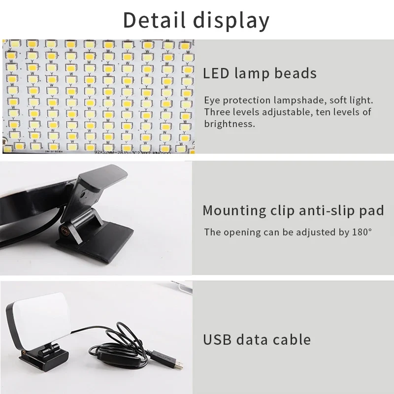 2026 Video Conference 6500K Portable LED Video Light Laptop Computer Webcam Light Zoom Call Lighting Clip for Live Streaming